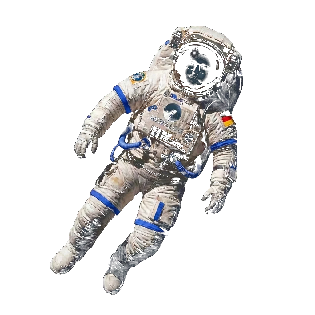Astronaut im Webollo11-Raumanzug schwebt im Weltall